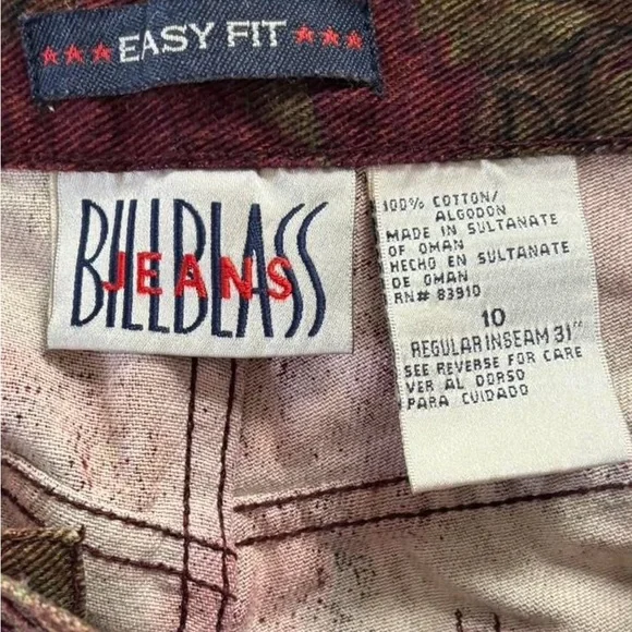 Vintage Bill Blass Floral Straight leg Jeans in Burgundy and Olive - Picture 5 of 8